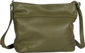 LiaTalia Womens Leather Handbag - Medium Size Hobo Shoulder Bag - 100% Genuine Italian Leather - JANE [Lime Green]