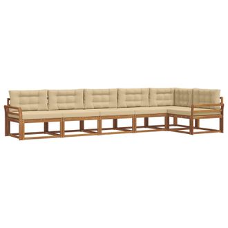 vidaXL Conjunto De Sof&aacute;s De Exterior Con Coj&iacute;n 6 Pcs Natural Y Beige Vidaxl