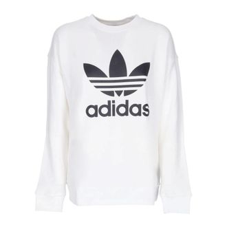 adidas Sweatshirts, female, White, Size: XL Crewneck Sweatshirt with Trefoil Logo