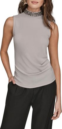 DKNY Beading Mock Neck Sleeveless Top in Vapor at Nordstrom, Size X-Large