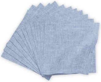 Solino Home Linen Cocktail Napkins Set of 12, 6 x 6 Inch for Dining Table, Holiday and Everyday Table Decor - Athena in Chambray Blue at Nordstrom