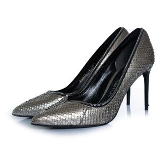 Tom Ford Tom Ford, pumps met ritssluiting van pythonleer en metallic details