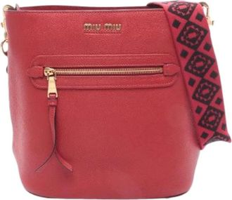 Miu Miu Pre-owned Bucket Bags, female, Red, Size: ONE SIZE Pre-owned Madras Leather Shoulder Bag