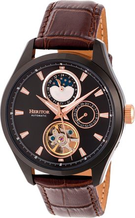 Heritor Heritor Sebastian Automatic Semi-Skeleton Watch, Leather Strap, 40 mm