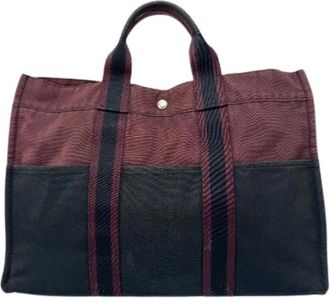 Herm&egrave;s Pre-owned Canvas Tote Bag - Dames - Vintage Shopper - Paars - ONE Size - Vintage