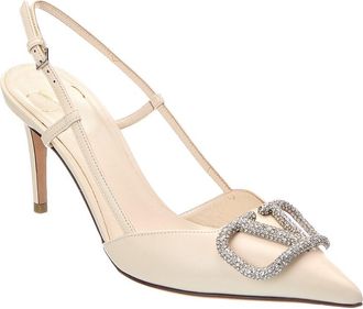 Valentino Vlogo Signature 80 Leather Slingback Pump