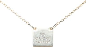 Gucci 2000-2015 Sterling Silver Square Plate Logo Pendant necklace - Argento