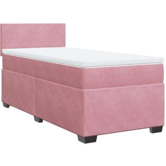 vidaXL Box Spring Bed with Mattress Pink 90x200 cm Velvet Vidaxl