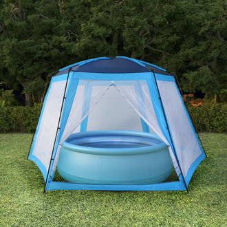 vidaXL Carpa Para Piscina De Tela Azul 660x580x250 Cm Vidaxl