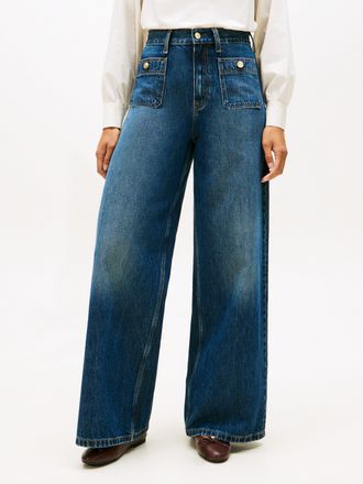 Tommy Hilfiger High-waist-Jeans TOMMY HILFIGER DNM MINE 70S WIDE LEG HW, Damen, Gr. 27, L&auml;nge 32, mine, Denim/Jeans, Obermaterial: 100% Baumwolle, Abriebeffekte, l&auml;s