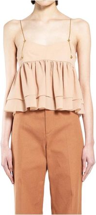 Chlo&eacute; Mouwloze Top met Ruches - Dames - Blouses - Roze - S - Overhemden