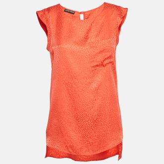 Emporio Armani Red Dobby Silk Sleeveless Top