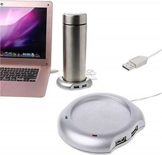 Trade Shop Trade Shop - Scaldatazza Bicchiere Elettrico 4 Porte Usb Pc Laptop Sottobicchiere T&egrave; Caff&egrave; Tisana