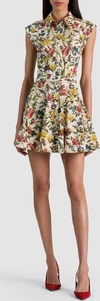 Alice & Olivia Kim Floral Paneled Minidress in Desert Sprigs Vanilla at Nordstrom, Size 12