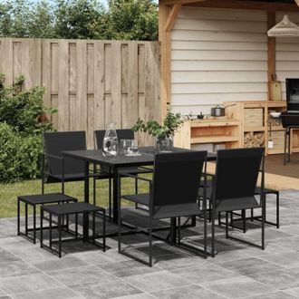 vidaXL Juego De Comedor Para Jard&iacute;n 9 Piezas Textilene Negro Vidaxl