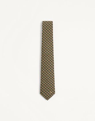 Valentino Garavani Cravatta Valentie In Cotone Jacquard Con Motivo Chamber E Dettaglio VLogo Signature Uomo MULTICOLOR UNI