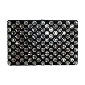Dolce & Gabbana Tassen, Dames, Zwart, ONE Size, Crystal Clutch Fluwelen Avondtas