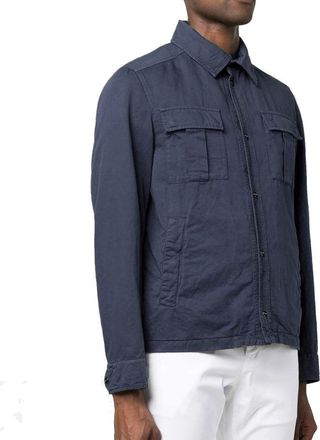 Herno Mens Blue Cotton Coat Clothing