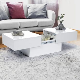 IDMarket Idmarket - Mesa De Centro Corredera Marta, Madera Blanca