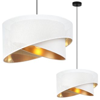 OEM L&aacute;mpara Colgante Asti Inclinada Negra 1 Pantalla Plana Blanca Oro St