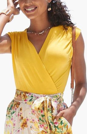 Lascana Womens Wrap Look Top in Yellow at Nordstrom, Size 6