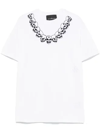 John Richmond flocked-skull T-shirt - men - Modal/Cotton/Spandex/Elastane - L - White