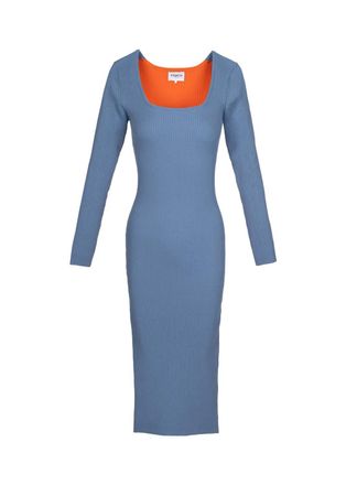 FRNCH Aimee Dress In Orange/ Blue
