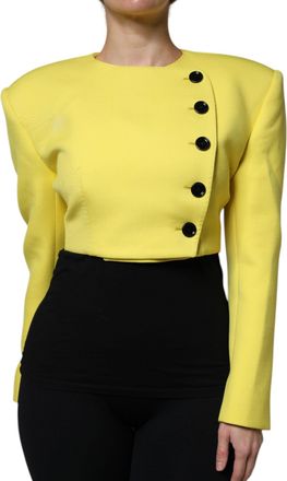 Dolce & Gabbana Womens Lemon Yellow Wool Long Sleeves Cropped Coat Jacket Virgin Clothing