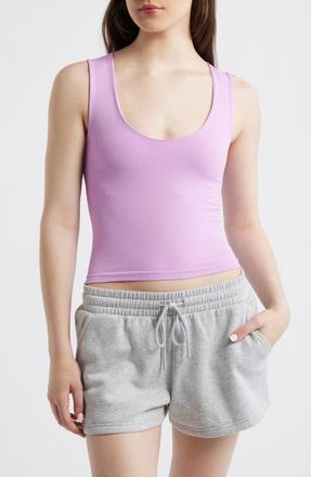 Free People Clean Lines Seamless Crop Muscle Tank in Bubble Tea at Nordstrom, Size X-Small