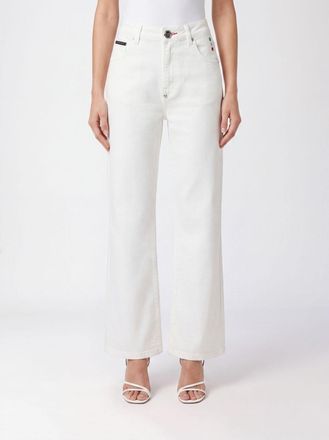 Philipp Plein Jeans a vita alta in denim di cotone con gamba dritta