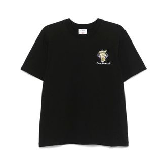 Casablanca T-Shirts, male, Black, Size: M Black Logo Print Crew Neck T-shirt