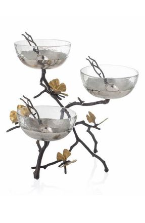 Michael Aram Butterfly Ginkgo Triple Bowl & Spoon Set with Stand at Nordstrom