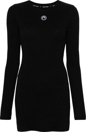 Marine Serre Crescent Moon-embroidered mini dress - women - Elastane/Organic Cotton - L - Black