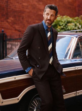 Le 31 Mens Espresso double-breasted jacket Reykjavik fit- Semi-slim