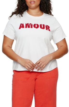 Sanctuary Embellished Organic Cotton Graphic T-Shirt in White/Cherry Lacquer at Nordstrom, Size 2 X