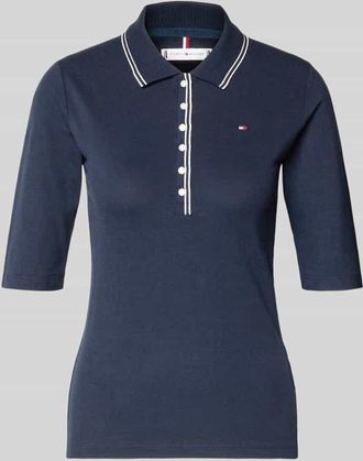 Tommy Hilfiger Slim Fit Poloshirt aus Lyocell-Mix in Marine, Gr&ouml;&szlig;e XL