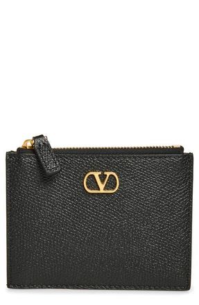 Valentino Garavani VLOGO Leather Card Case in Black at Nordstrom