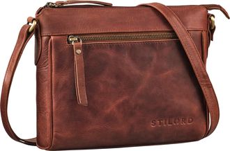 STILORD Mirabelle Leather Cross Body Bag for Women - Small Shoulder Handbag Genuine Leather Satchel Bag, Colour:porto - cognac