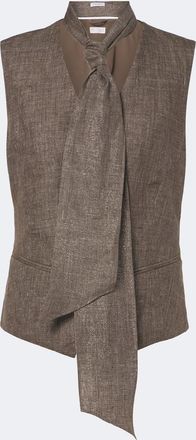 Brunello Cucinelli Scarf-detail linen vest