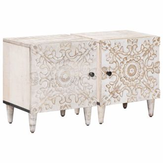 vidaXL Armario De Noche 2 Pcs 40 X 33,5 X 46 Cm Madera De Mango Maciza Vidaxl