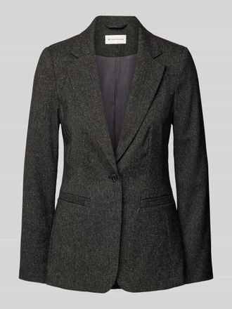 Tom Tailor Shaped Fit Blazer in Melange-Optik mit 1-Knopf-Verschluss in Black, Gr&ouml;&szlig;e 34