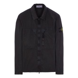 Stone Island Brushed Cotton Canvas Zip Shirt Jacket Charcoal 7815106WN-V0165