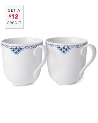 ROYAL COPENHAGEN Set Of Two 12.5Oz Princess Mugswith $12 Credit