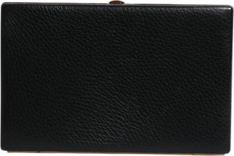 Dolce & Gabbana Womens Black Leather Gold Frame Clutch Evening Party Purse Bag Aluminum Goat