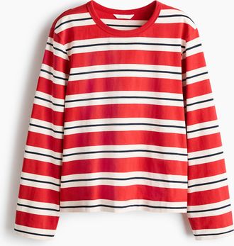 H&M Langarm-T-Shirt aus Baumwolle - Red