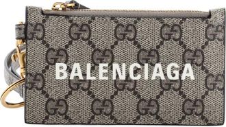 Gucci x Balenciaga The Hacker Project Zip Case with Strap GG Coated Canvas card holder - Bruin