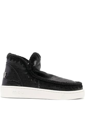 Mou grained-leather whipstitch sneakers - Black