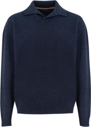 Sease Sease, Truien & Vesten, Heren, Blauw, M, Kasjmier, Polo-stijl Jumper