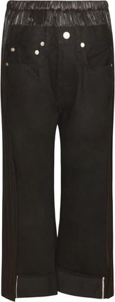 Junya Watanabe Pleated-panel Pants - Dames - Vrijetijds broeken - Zwart - S - Denim - Broeken