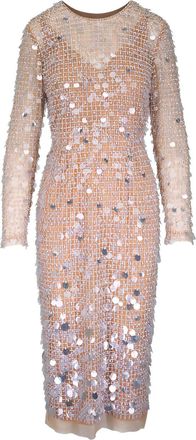 Carolina Herrera Abito midi con paillettes - Toni neutri